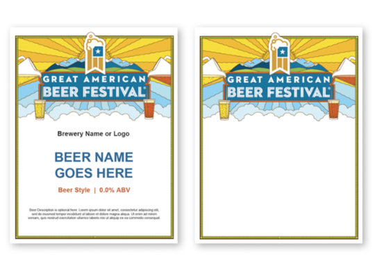 GABF beer sign downloadable templates