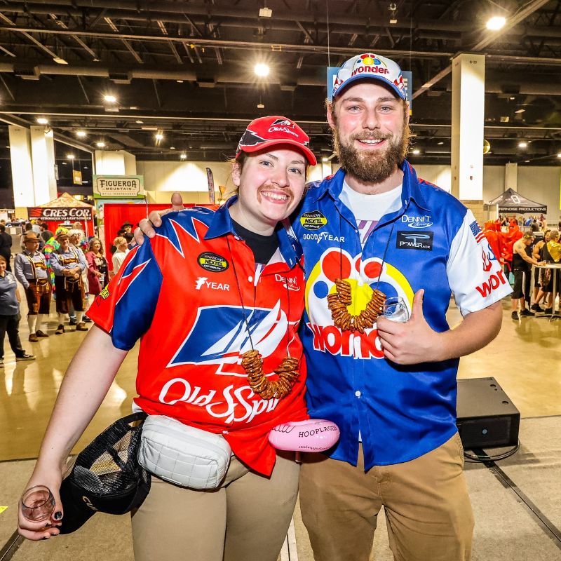 friends dressed as racecar drivers