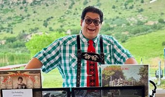 DJ wearing lederhosen
